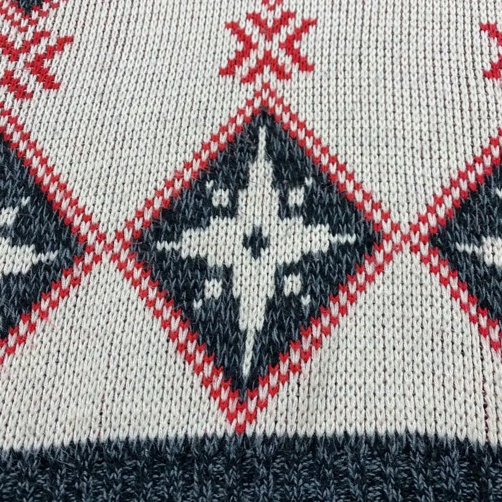 Mergers Vtg 80s Imported Fabric Argyle Star Snowflake Pattern Knit Sweater Retro